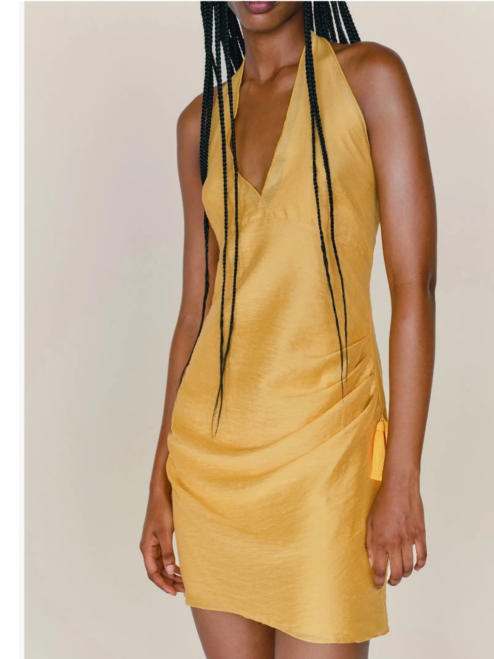 Reformation Halter Reformation X Camille Rowe Lolo
Dress in Honey Mustard 4 nwot